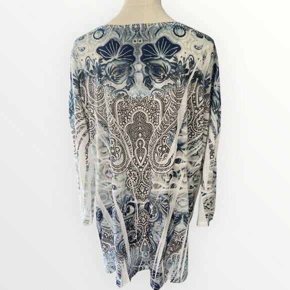 Cato Multicolor Scalloped V-Neck 3/4 Sleeve Top-NWT - Picture 2 of 2